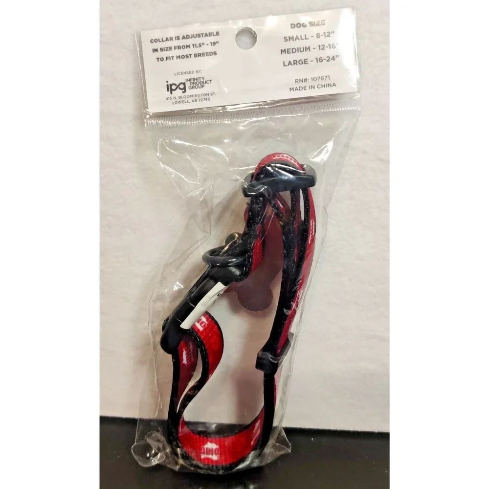 Ohio State University NCAA Buckeyes Pet Collar with Metal Tag Red Adjustable OS